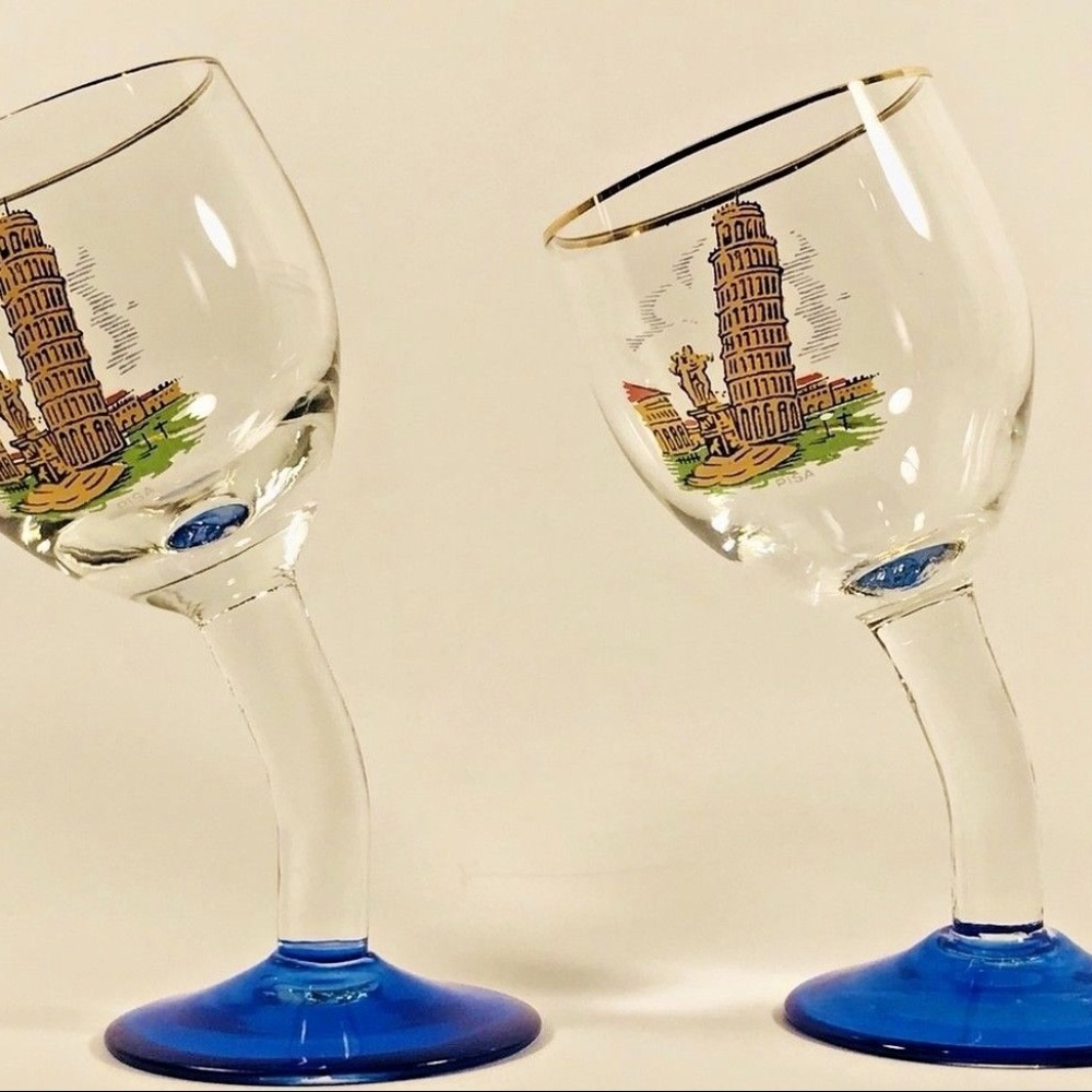 A PAIR OF PISA ITALY SHOT GLASSES-RARE COLLECTIBLE